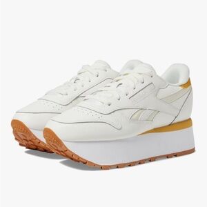 Reebok Women's White and Tan Platform Sneakers